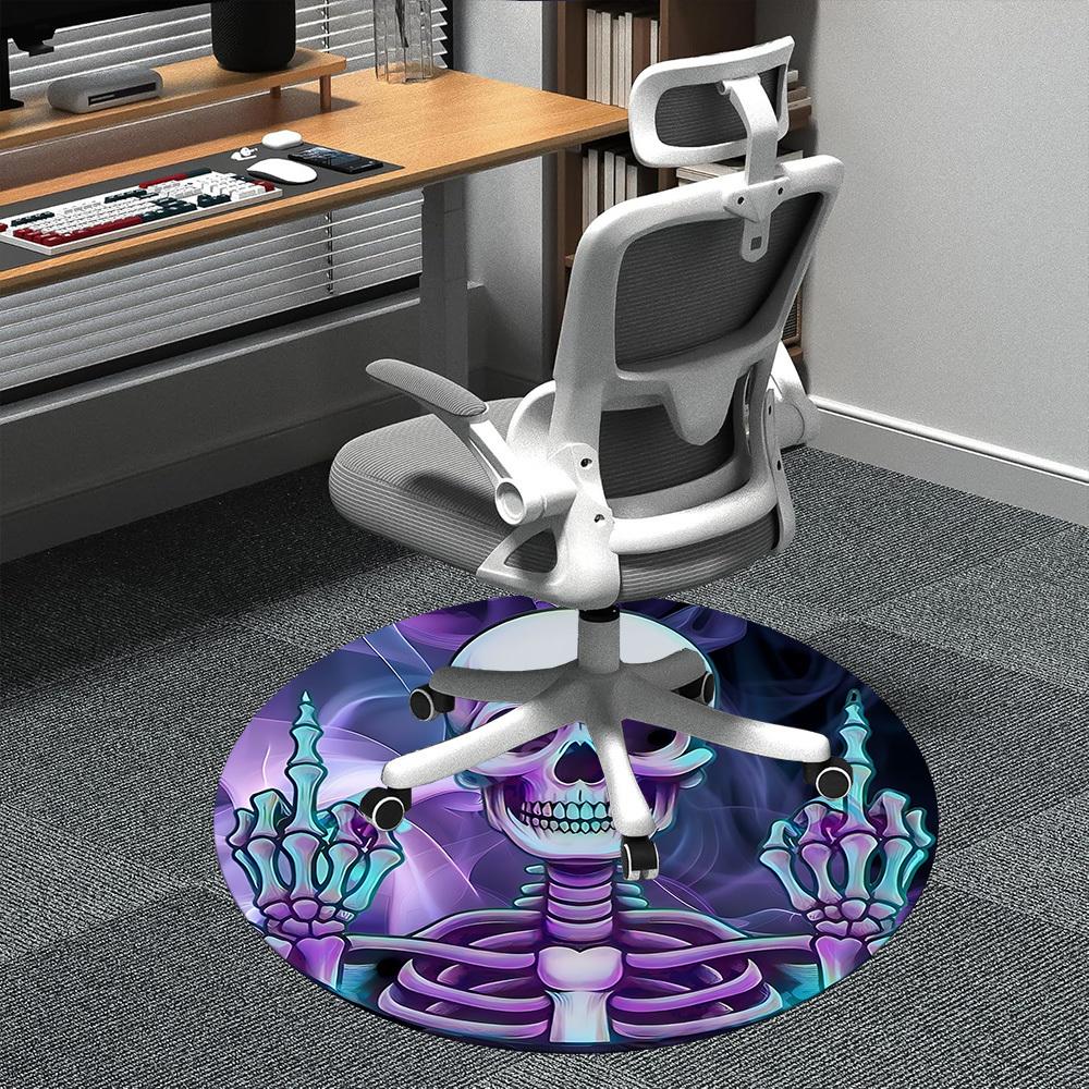 1pc SkeletoN Art Office Round Area Rug, Indoor Mat Suitable ForOffice, Under Office Chairs Bedroom Living Room Home Decor, Room Deco,  N47