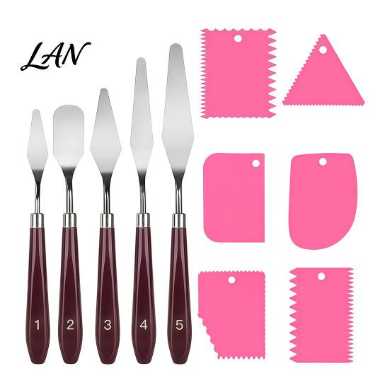 Professional Art Mixing Knives 5Pcs Palette Knife with 6 Paint Scraper, Stainless Steel Spatula Artistic Texture Creation Tools Knife, Oil Metal