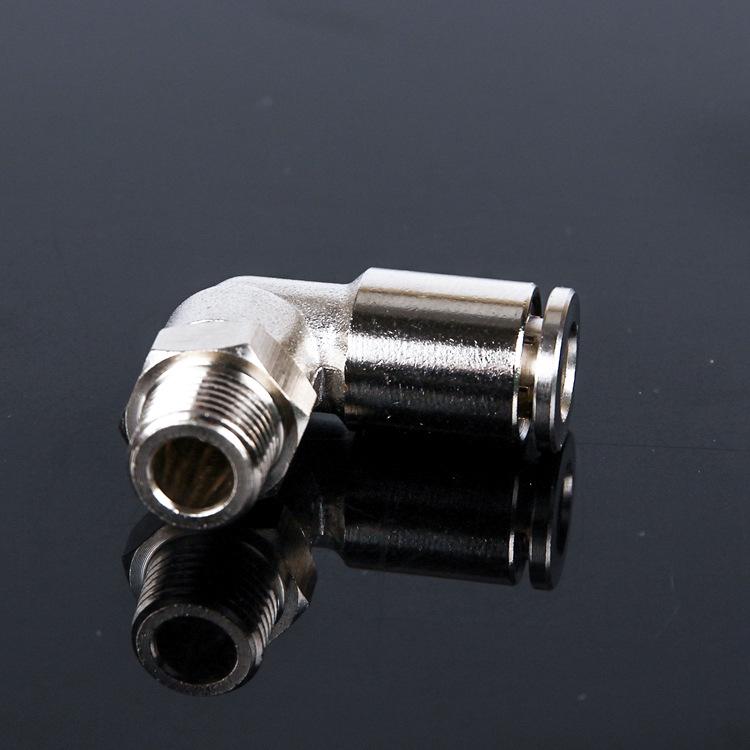 All-Copper Nickel-Plated Quick Connect Right Angle Elbow Male Thread Pneumatic Connector 4-01/02 High Temp Pressure Resistant