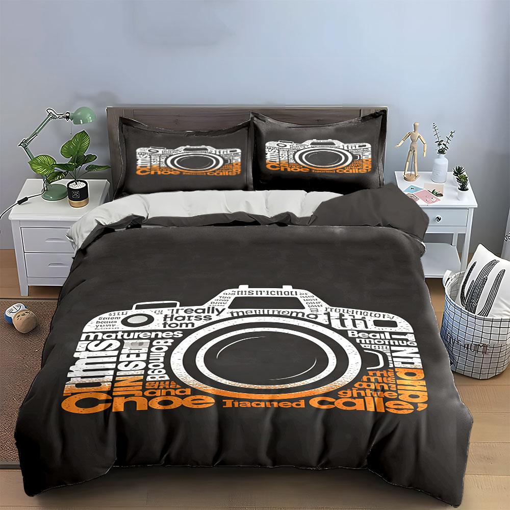 Camera and Typography Design. Bedding Sets Duvet Cover Sets Duvet Covers Pillowcases(1 * Duvet Cover 2 * Pillowcases, Without Duvet Insert)
