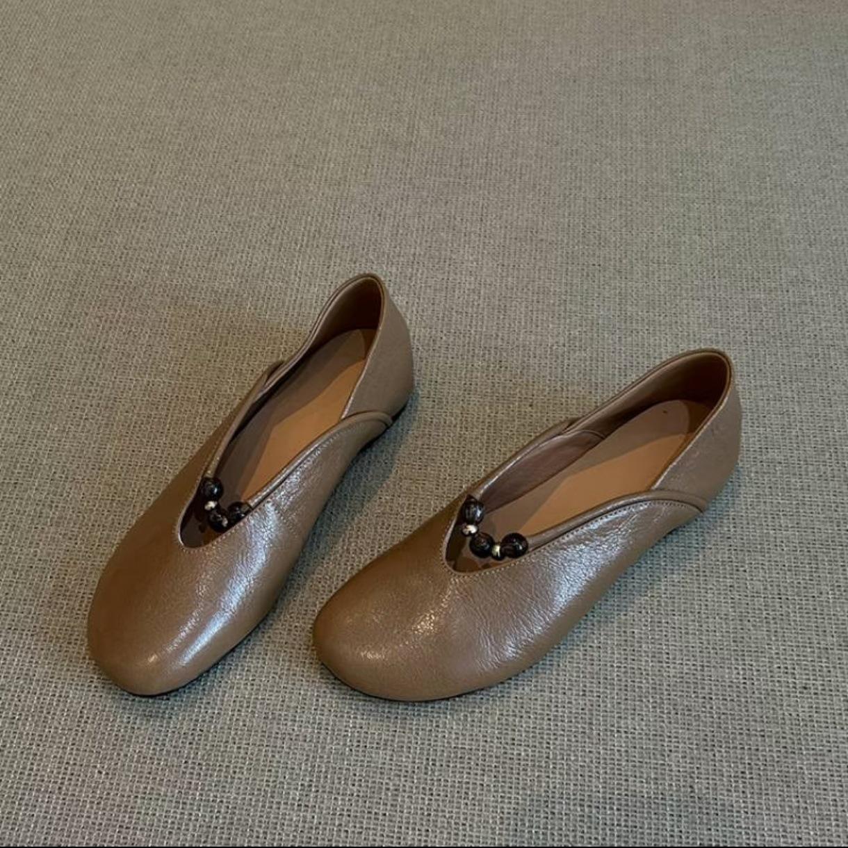 

Версия из овчины мягкая кожа мягкая подошва Мэри Джейн одинарная обувь женская 2025 осень и лето новая поздний вечерний бриз нежная на плоской подошве маленькая кожа 40