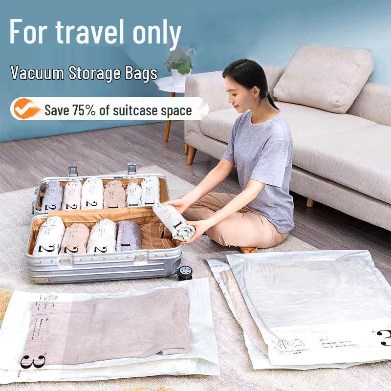 Hand-Rolled Vacuum Compression Bags for Travel and Clothing Storage