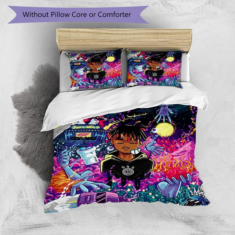3pcs Juice WRLD1 Pattern Bedding Set Duvet Cover Set Includes Duvet Cover &pillowcases, Perfect All Season Bedroom Decoration & Gift