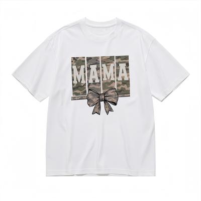 Men's Fashion Soft Breathable Classic T-Shirt Mens Womens Tees Top Mama Camo Bow 100% Cotton Tee
