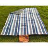Blue White Striped Large Picnic Blanket - 1pc Dual Layer Nylon Coarse Knit Durable All-Season Outdoor Mat with Carry Handle