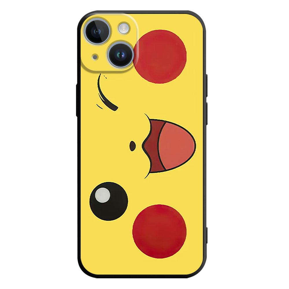 Pouzdro s obličejem Pokémona Pikachu pro iPhone 14 Plus 7 8 6S 11 12 Mini SE 13 Pro Max XR XS X 14Pro 13Mini 14 Luxusní černé pouzdro na telefon