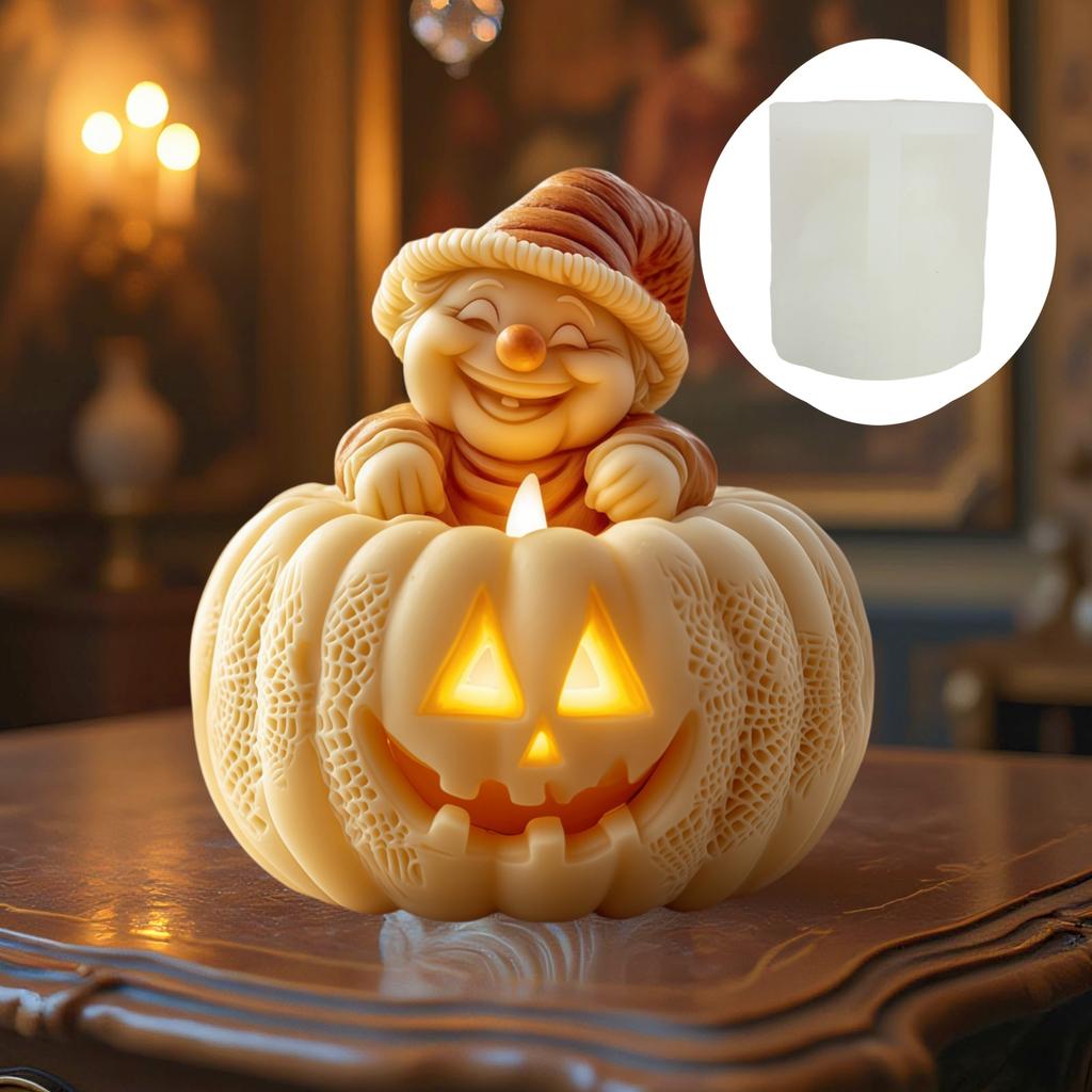 Clown Pumpkin Candle Silicone Mold Funny Character Statue Resin Mould Halloween Gifts Funny Character Clown Gypsum Molds