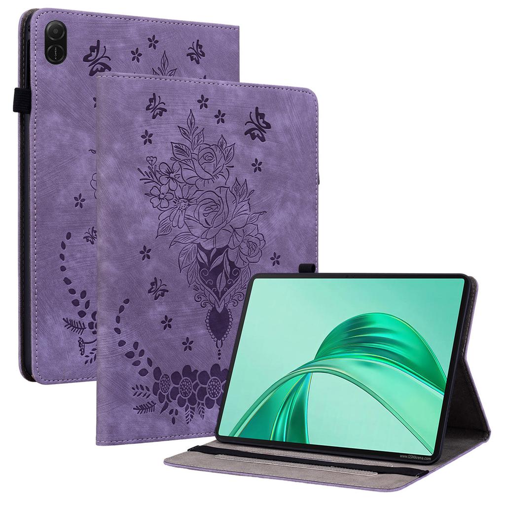 Für Honor Pad X8a Hülle Kartenhalter Kratzfest Lederhülle Rosenblumen Prägung