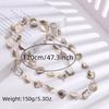 JMXD-Retro Shell Crystal Beaded Long Necklace, Sweater Chain Women's Light Luxury High-end Fashion Temperament Accessories