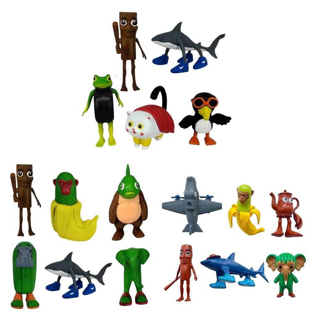 Italian Brainrot Al Pvc Figurine Set With Shark And Wooden Bucket For Collectors And Kids