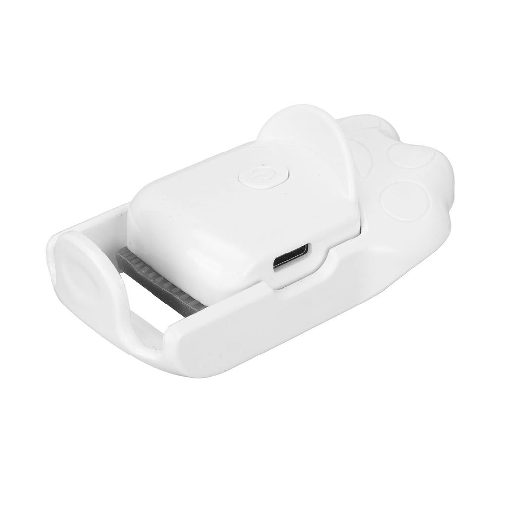 Heated Eyelash Curler USB Rechargeable Quick Curling Long Lasting Mascara Clip with Steel Comb White