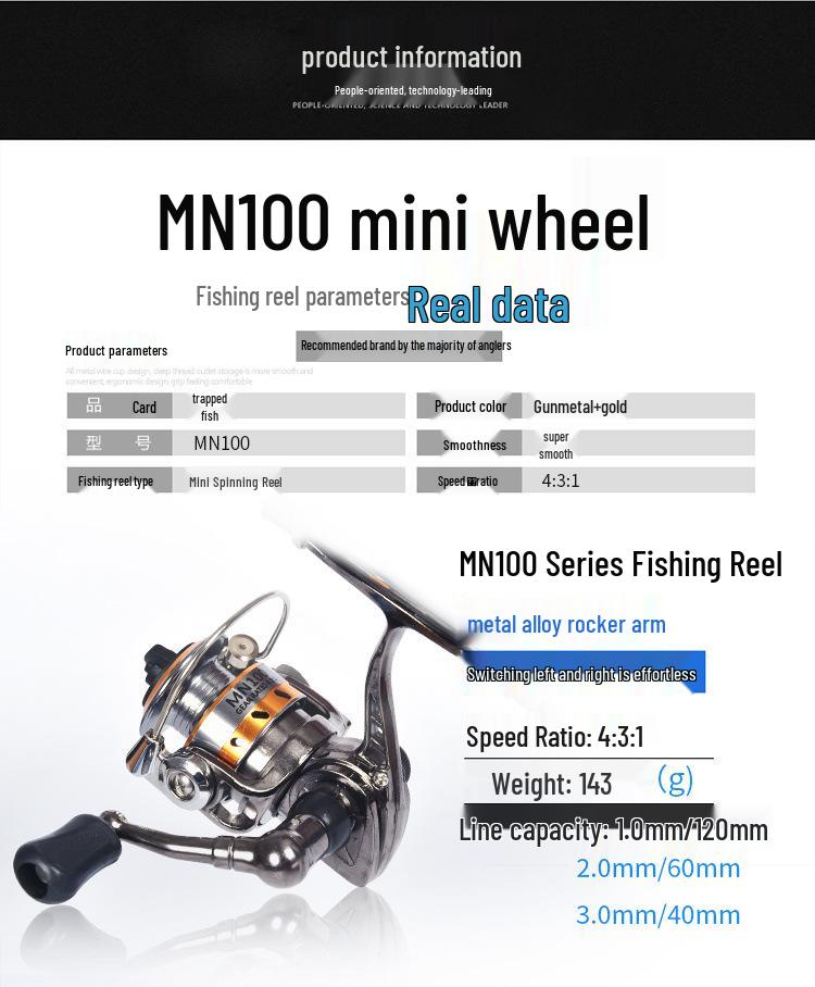 Mini Stainless Steel Fishing Reel – All-Metal Design for Raft, Ice, and Surf Fishing.