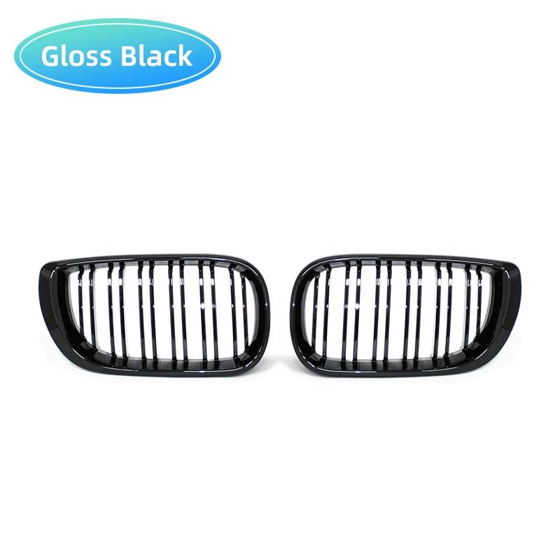 1Pair Car Front Kidney Grills Gloss Black Double Slat Hood Grill for BMW 3 Series E46 2002-2005 Racing Grille Car Replacement
