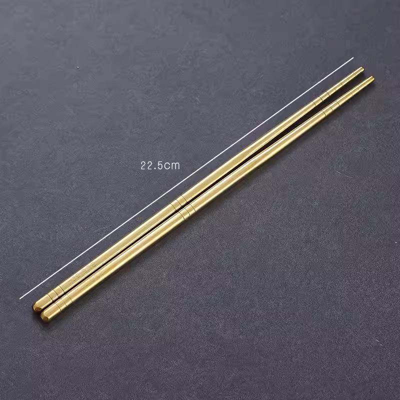 Korean Style Gold Stainless Steel Chopsticks, Spoon, Knife & Fork Set.