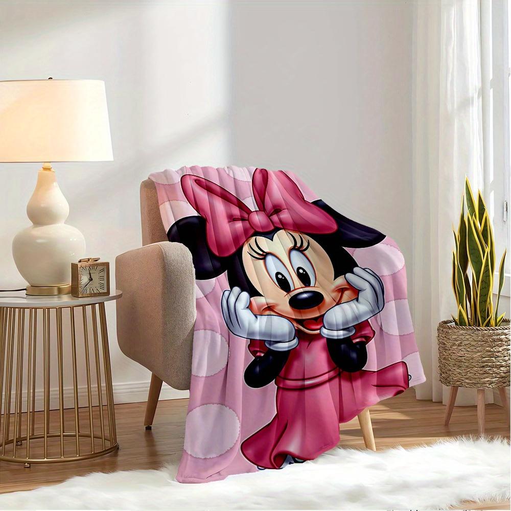 1pc Flannel Minnie Mouse Pink Polka Dot Bedding Throw Blanket Sofa Cover Gift Home Decor Lightweight Soft Warm