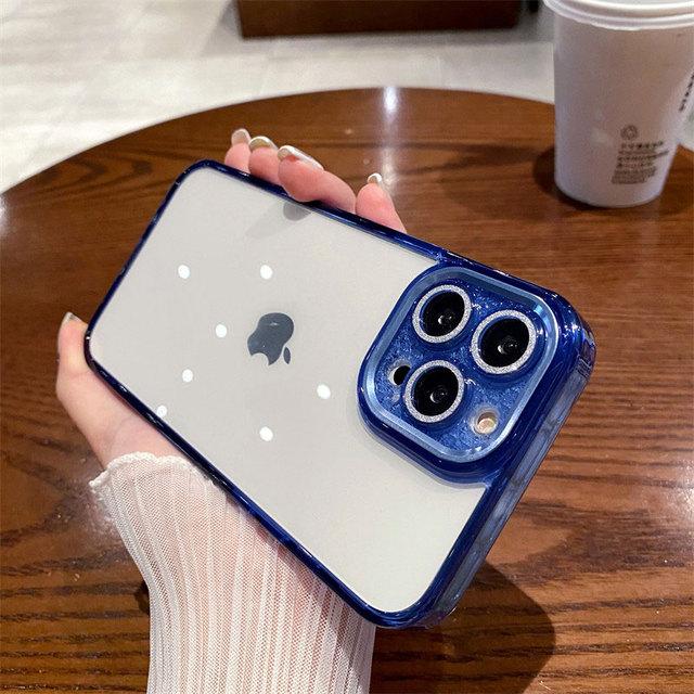 Glitzer-Linsenschutz-Silikon-Handyhülle für iPhone 14 13 12 11 Pro Max Xr Xs Max 14 Plus, weiche, stoßfeste Stoßstange, klare Abdeckung