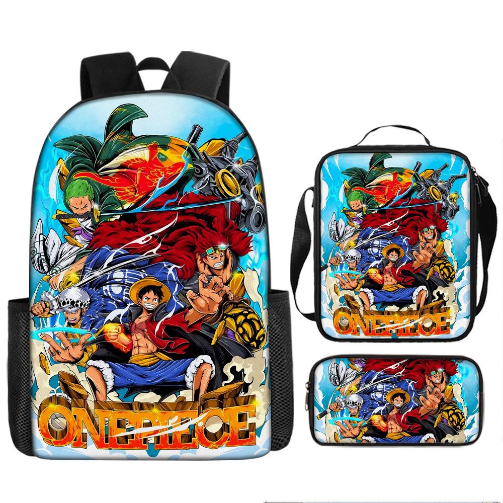 Animation ONE PIECE schoolbag three-piece play peripheral backpack large capacity middle school student outdoor campus computer bag