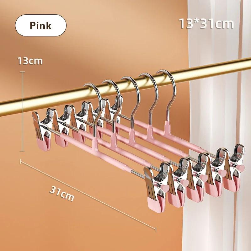 5Pcs Windproof Metal Hanger for Clothes Home Pants Coat Non-slip Drying Hangers with Adjustable Clips Closets Storage Organizer