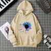 Sudadera con capucha holgada de manga larga con forro de terciopelo para otoño e invierno 7029