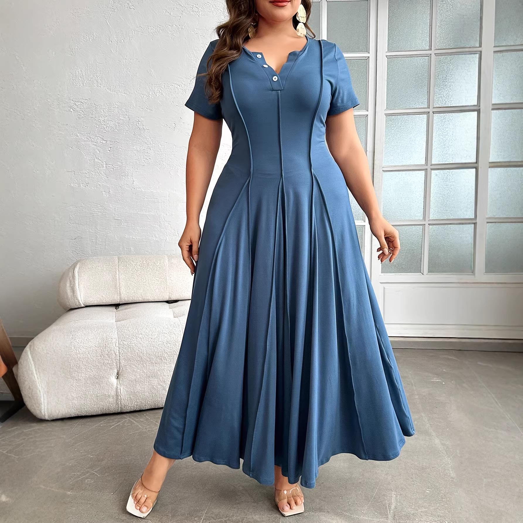 

Plus Size Commuting Dress in Captivating Morandi Colors for Work or Dates XXL павлин голубой