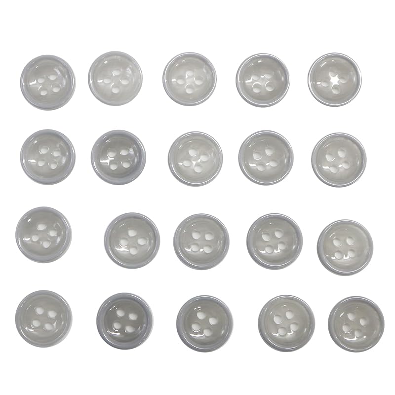 

four hole button [gray] Shiny translucent pastel colors button shirt buttons 20 pieces [11.5mm] Twinkle Punpun Maru B-355
