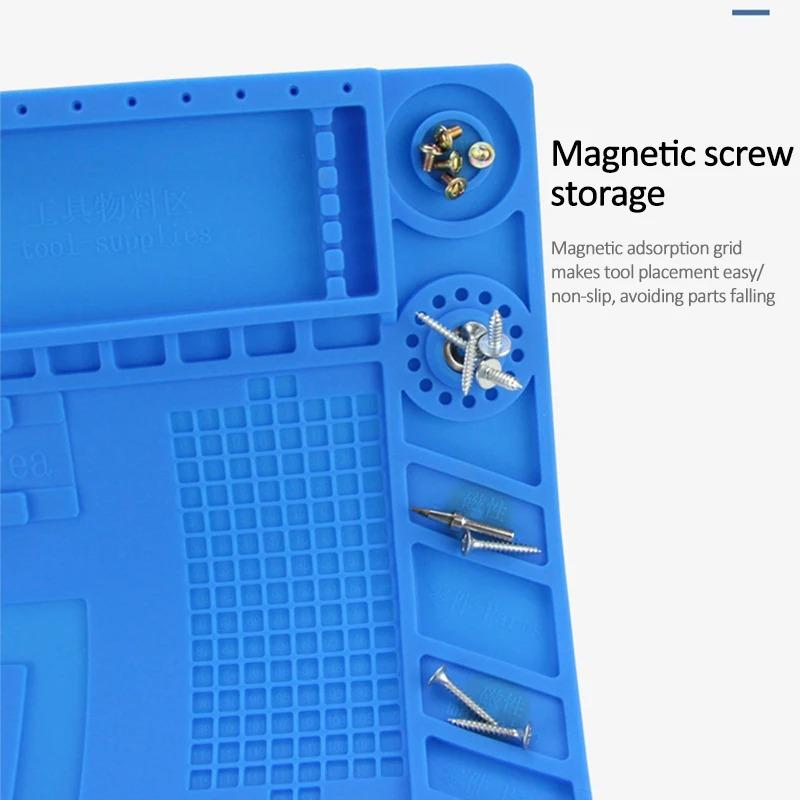 ESD Mat Heat Insulation Working Mat with Magnetic Groove Heat-Resistant Adsorption Soldering Mat Station Repair Insulator Pad