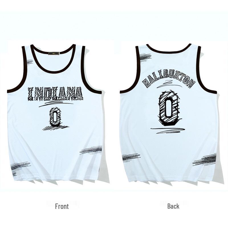 

Pacers Indiana Quick-Dry Basketball Jersey: Hand-Drawn Sketch Design Featuring Haliburton, Miller, Turner, and Siakam. 3XL (95-105 kg)
