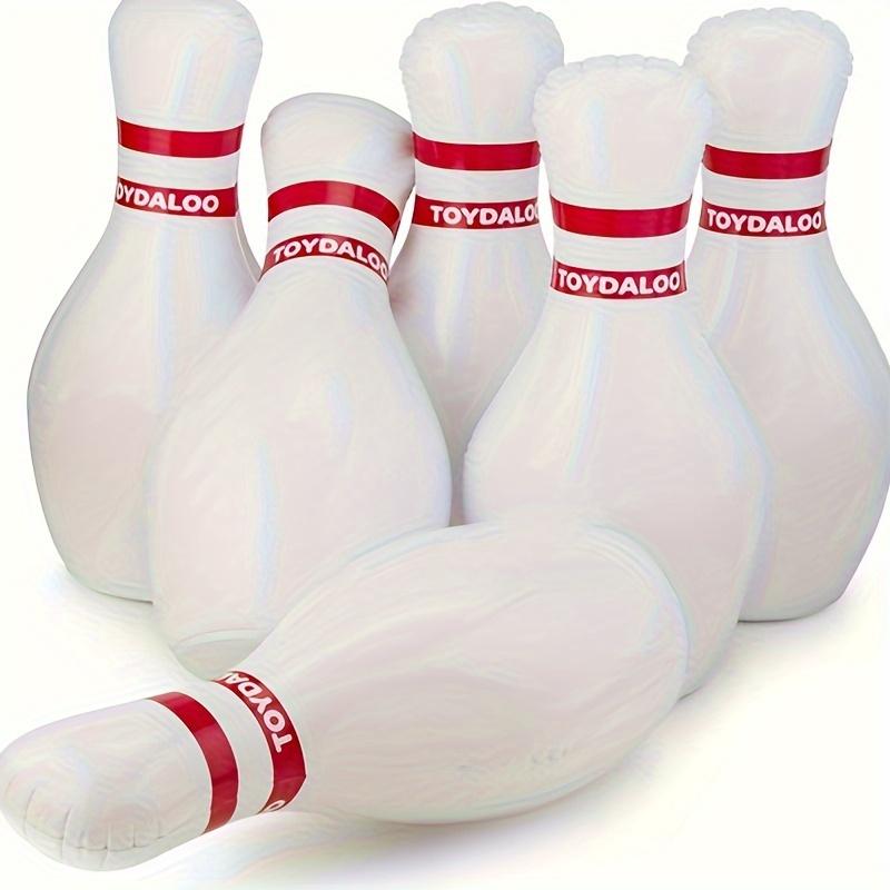 7pcs Giant Bowling Set- Durable Portable Fun Indoor/Outdoor Game for Adults, 2 Lightweight Balls& 5 White Pins with Red Accents