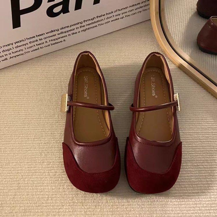 French Mary Jane Shoes Shallow Mouth Single Shoes Women's 2025 Spring Explosion with Skirt Flat Sole Single Shoes Gentle Style Grandma Shoes