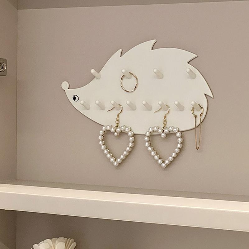 Gancho Adesivo Fofo em Forma de Ouriço Multifuncional Cabide para Joias Montado na Parede Armazenamento Chaves Colares Suporte