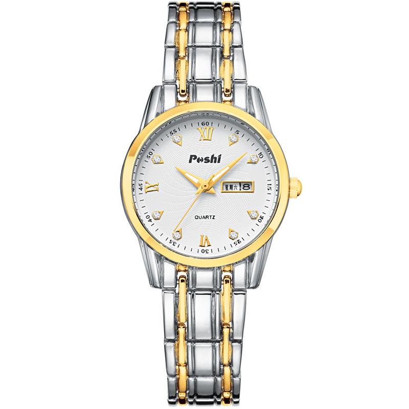 

Бренд POSHI, Аутентичные часы с автоматическим механизмом, женские водонепроницаемые светящиеся часы, модные часы с двойным календарем и бриллиантами