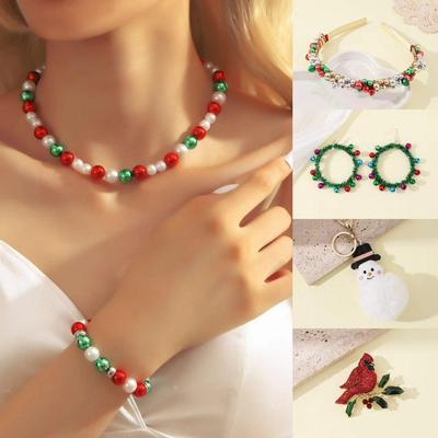 Exaggerated High-End European & American Christmas Jewelry: Snowflake Heart Earrings with Bell Headband