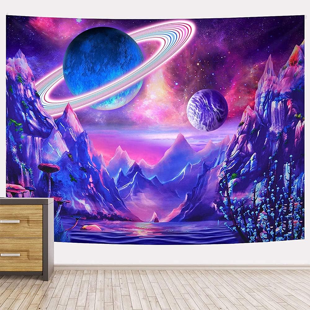 YISUMEI Galaxy Space Tapestry Psychedelic Trippy Tapestry for Bedroom Aesthetic University Solar Tapestries Wall Hanging for Room Decor(M/130x150cm/51 100X70CM