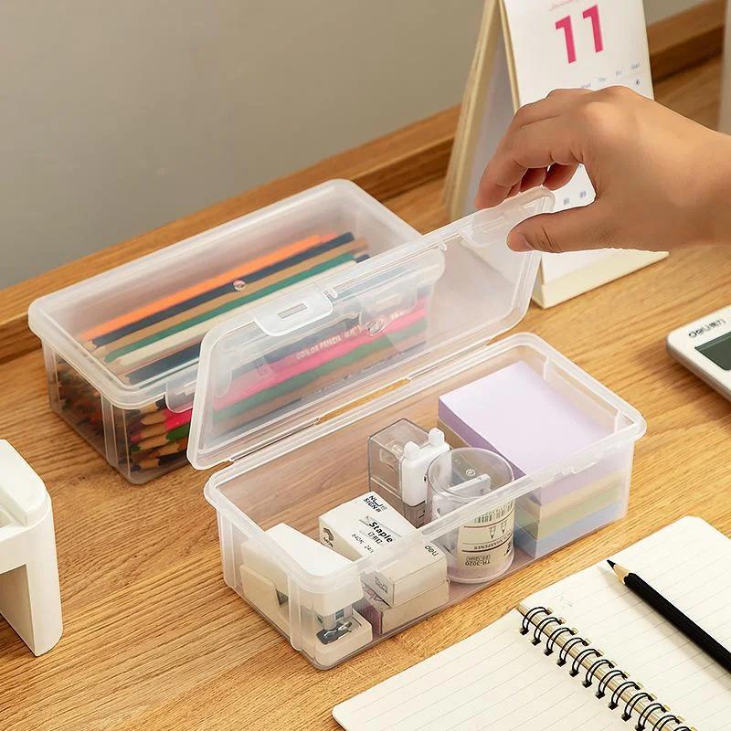 Großes Fassungsvermögen Schreibwarenbox Etui Transparent Aufbewahrung Bleistift Marker Stift Schreibwarenhalter für Büro Schule Schreibtisch Organizer