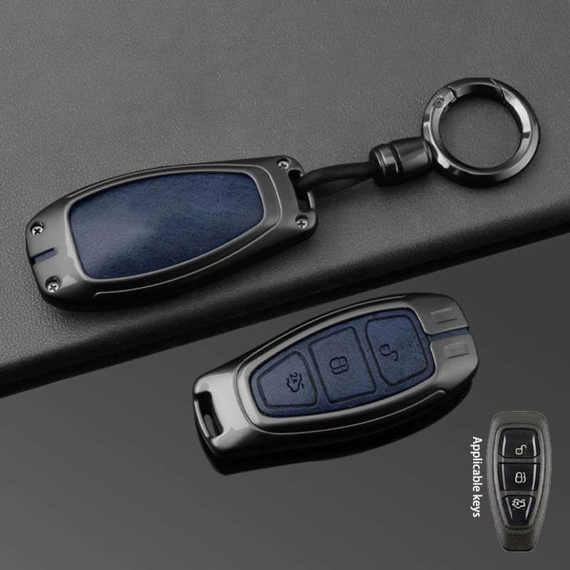 Interior Mouldings Car Key Case for Ford Kuga MK2 Focus 3 4 ST Mondeo MK3 MK4 Fiesta Fusion Ecosport Key Fob Keychain Keyless Ca