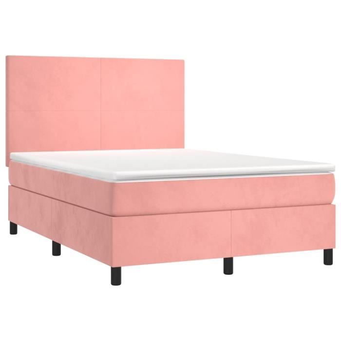 3142904 vidaXL Divan Bed with Mattress Pink 140x190 Cm Velvet