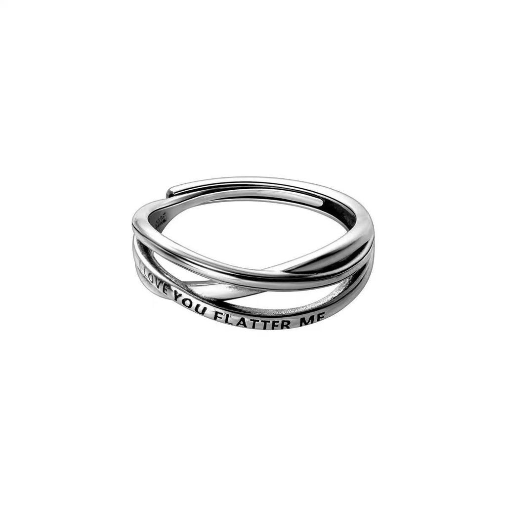 Irregular Romantic English Adjustable Cross Finger Ring for Women - High-End Niche Design