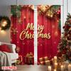 2pcs 2D Flat Printing Christmas Scene Curtain Merry Christmas 04 Versatile Fabric Without Electricity Festive Wall Decor Use for