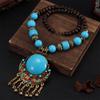 Alloy Bohemian Necklace Vintage Turquoise Long Necklace Fashion Bohemian Pendant Necklace  Girls