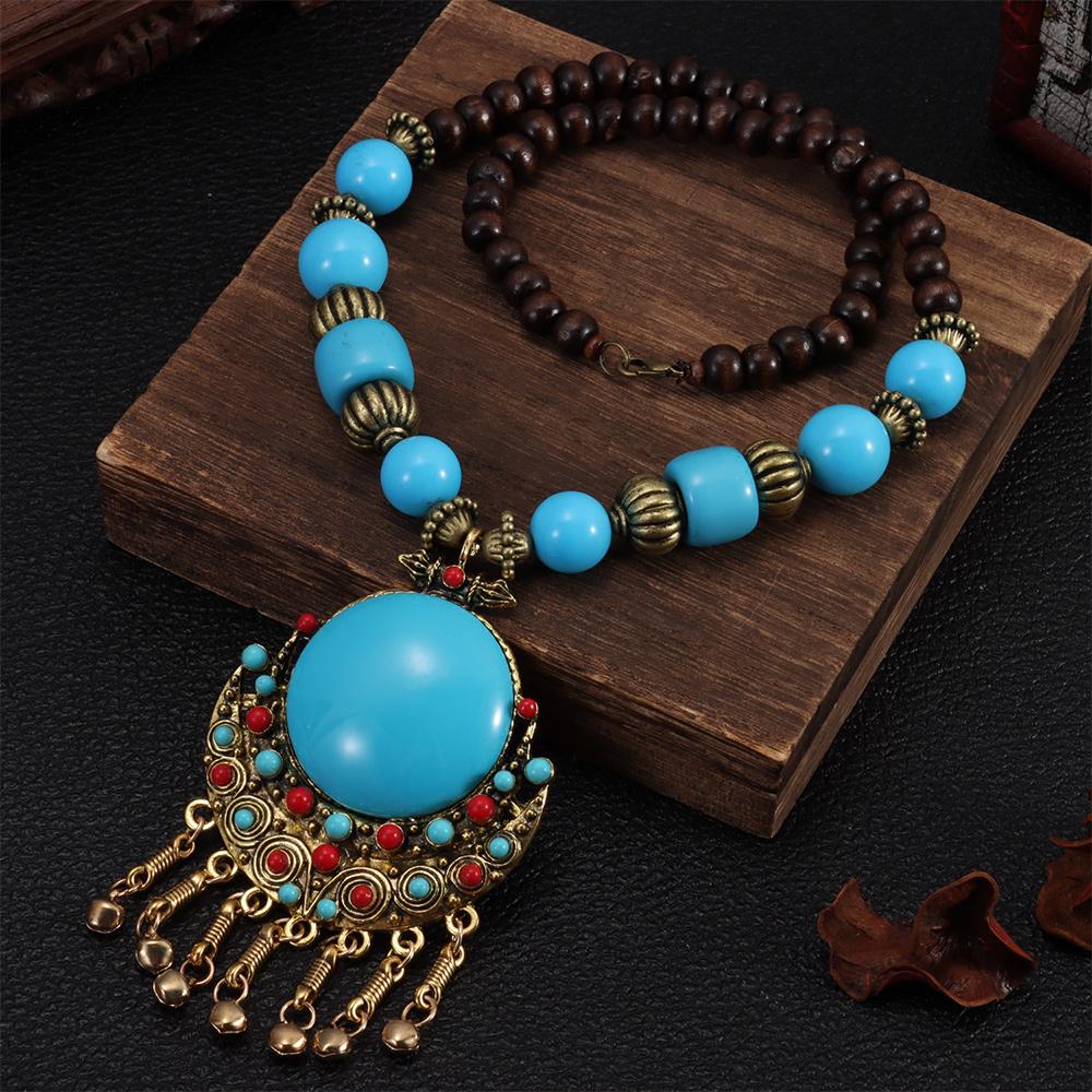 Alloy Bohemian Necklace Vintage Turquoise Long Necklace Fashion Bohemian Pendant Necklace  Girls