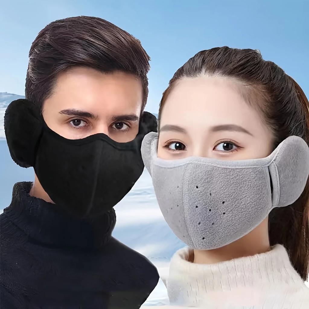 1pc-Autumn And Winter Warm Thickened Face Mask With Ear Protection, Unisex, Three-dimensional Washable Reusable Cycling