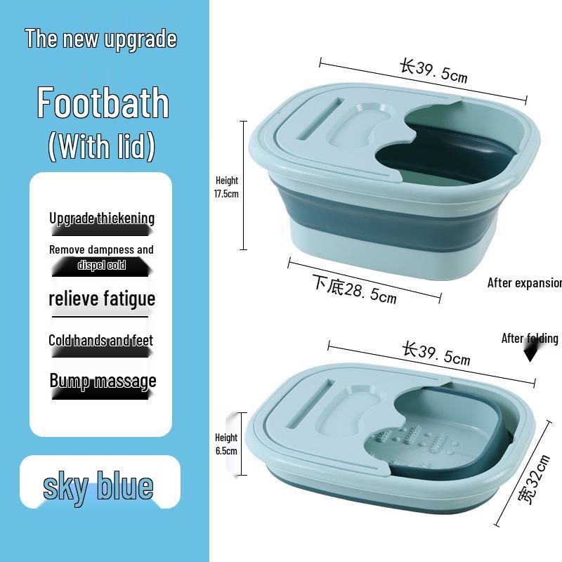 Portable Foldable Foot Bath & Massage Basin for Adults - Thickened Plastic Foot Soaking Bucket for Home & Dorm.