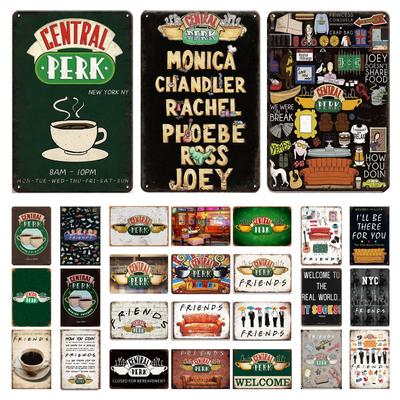 TV Show Central Perk Friends Metal Signs Decor Poster for Cafe Bar Pub Club Tin Sign Decorative Plaques Painting Wall Decoration