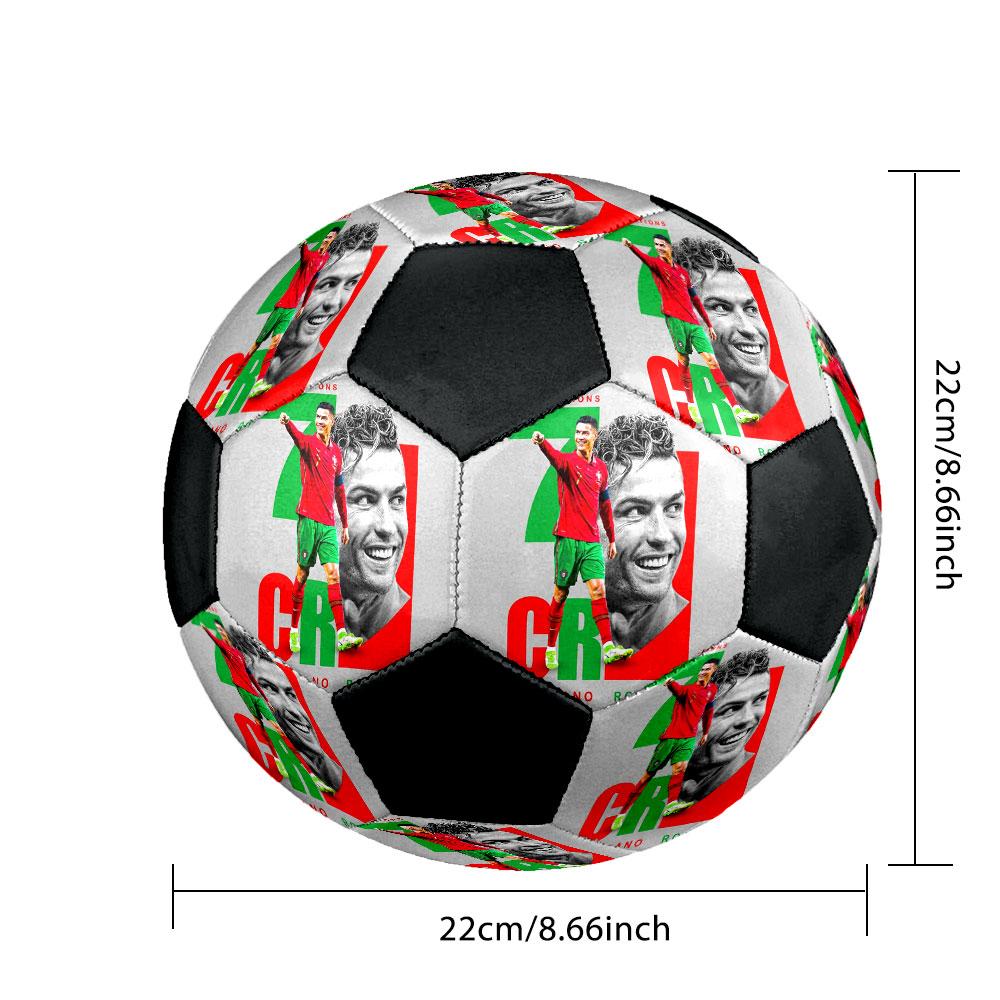 1 PZ Pallone da calcio Cristiano Ronaldo Flash taglia 5 Pallone da calcio indoor Praha Colorato Per tutte le età Cucito a macchina PVC Pronto per la competizione Resistente Alto rimbalzo
