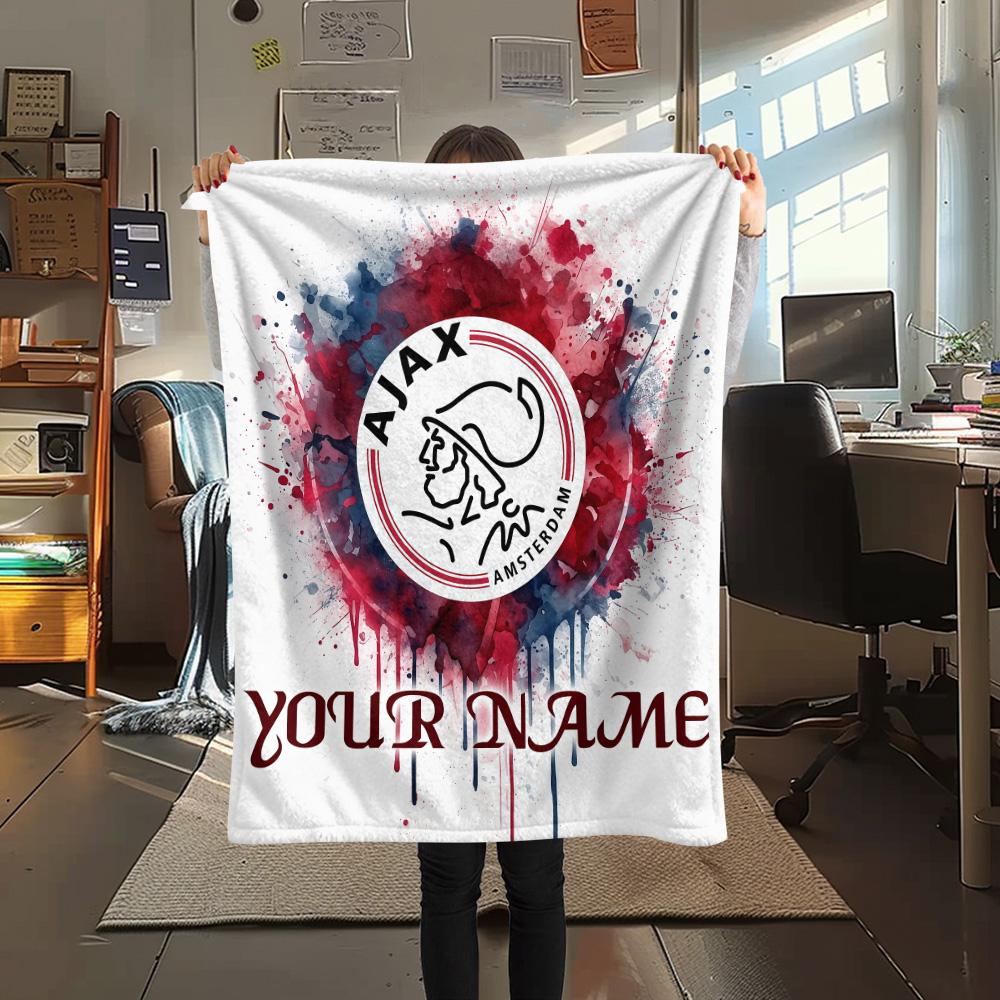 Custom Name Ajax Amsterdam Flannel Blanket, High Quality Comfortable for All Seasons, Home Decor, Warmth and Comfort