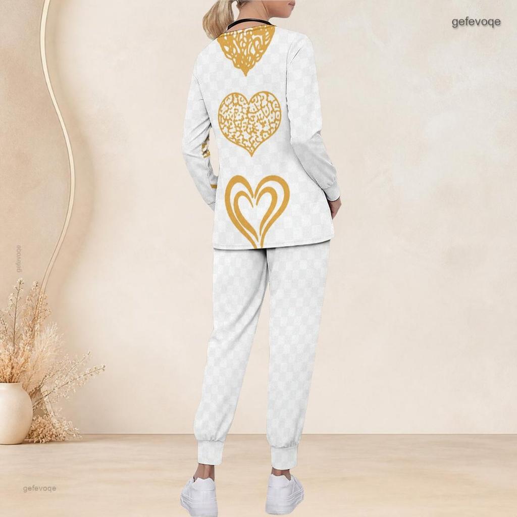 Conjunto de Uniforme de Enfermera para Mujer Tallas Grandes Cuello en V Manga Larga Estampado Patriótico Águila Calva Vintage