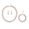 3 Pcs/Set Fashion Retro Women'S Jewelry Set Rhinestone Artificial Pearl Wedding Party Bride Wedding Necklace Bracelet Earrings