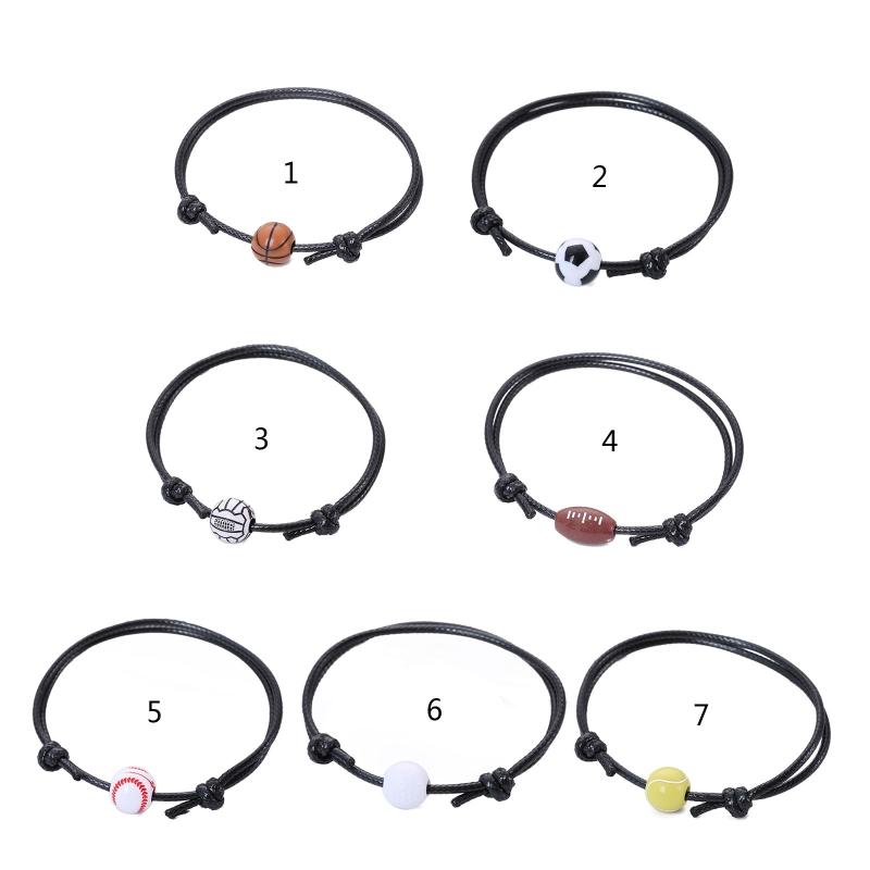 Adjustable Football Charm Bracelet Football Cord Braided Rope Bracelet with Charm for Girl Women Men Teens Party Decor