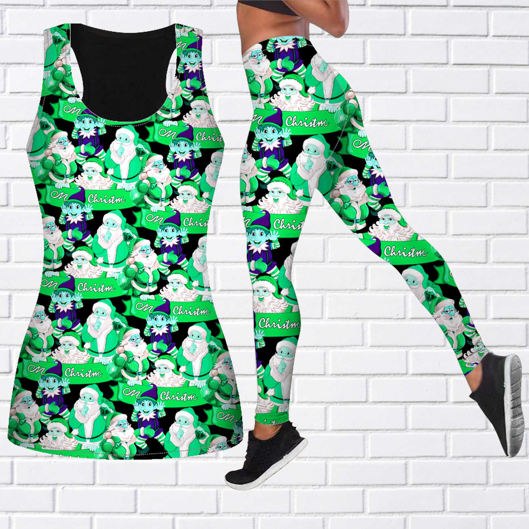

Фиолетовый костюм для йоги с принтом Санта-Клауса для женщин, модные леггинсы для тренировок, спортивные повседневные штаны для фитнеса и йоги 4XL зелёный