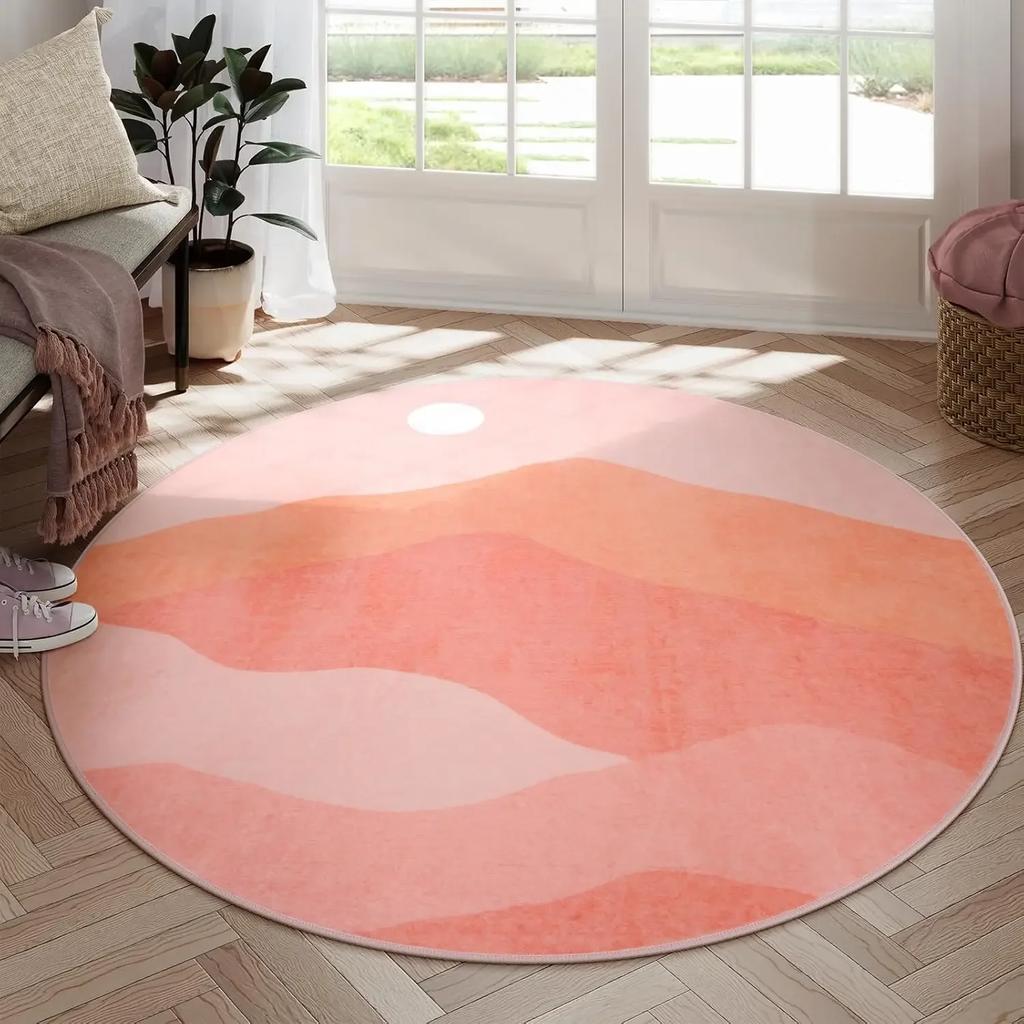 Round Rug for Bedroom,Soft Area Circle Area Rug Imitation Cashmere Carpet Boho Washable Classroom Carpet for Living Room Decor